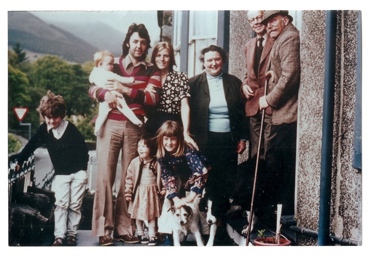 Alfred Bestall M.B.E. with Sir Paul McCartney and family at Plas Tan y Graig